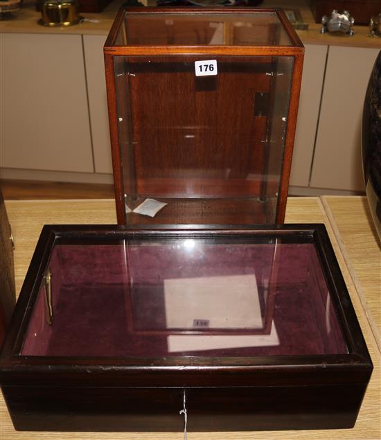 Two mahogany glass fronted display cases